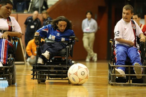 Image of power soccer action from the 2011 Word Cup